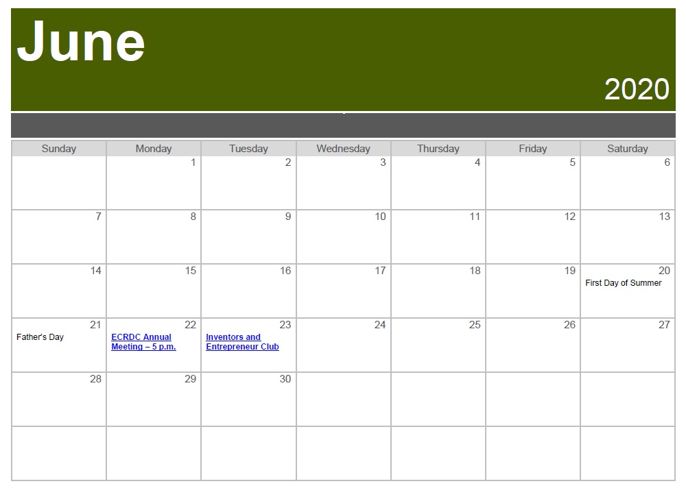 Calendar June 2020 &ndash; EAST CENTRAL Regional Development Commission